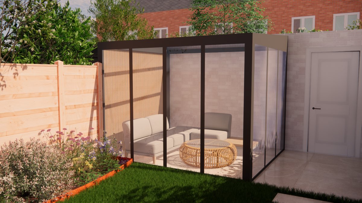 Driedimensionaal tuinontwerp van Hovenier J. van Stijn, voorbeeld 4